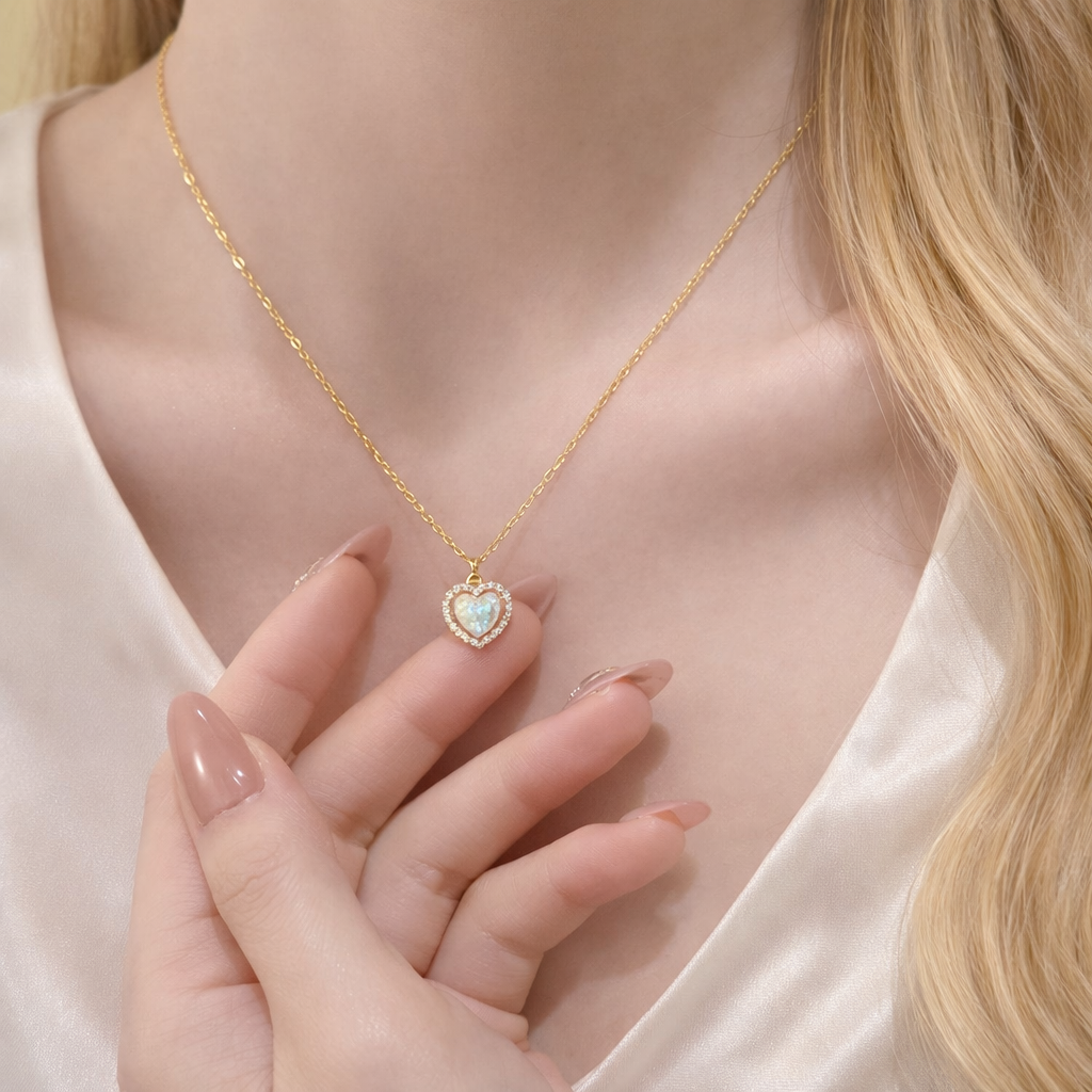 Sterling Silver Heart Zircon Pendant Necklace