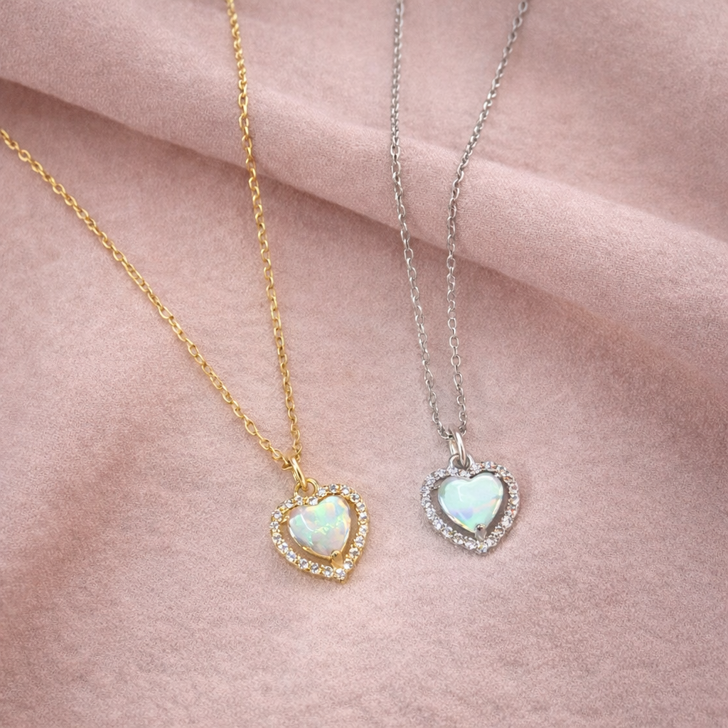 Sterling Silver Heart Zircon Pendant Necklace