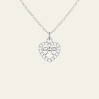 Sterling Silver Heart Bow Zircon Pendant Necklace