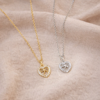 Sterling Silver Heart Bow Zircon Pendant Necklace
