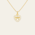 Sterling Silver Heart Bow Zircon Pendant Necklace