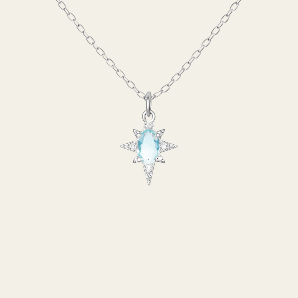 Sterling Silver Octagram Zircon Pendant Necklace