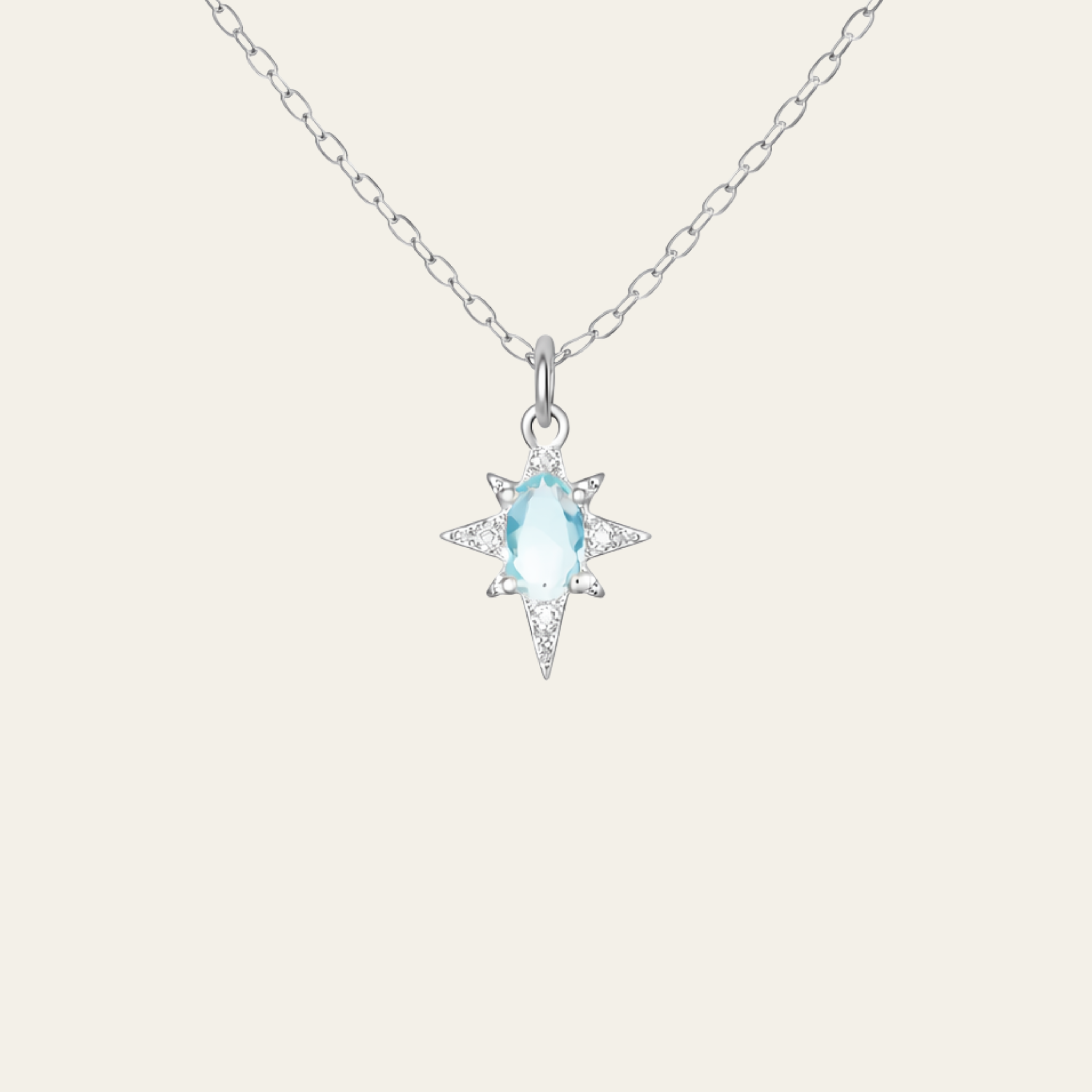 Sterling Silver Octagram Zircon Pendant Necklace