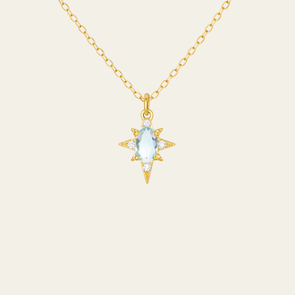 Sterling Silver Octagram Zircon Pendant Necklace