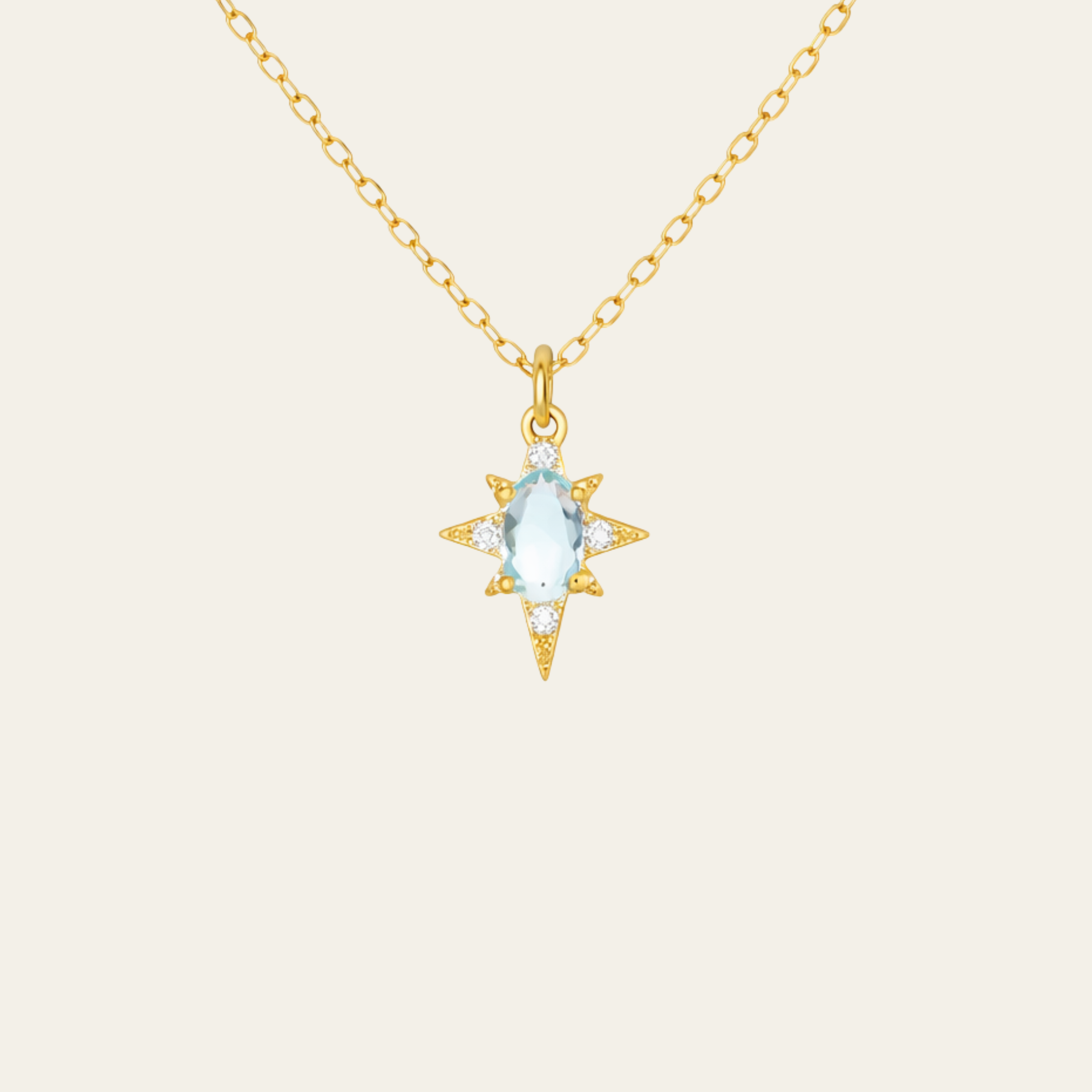 Sterling Silver Octagram Zircon Pendant Necklace