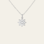 Sterling Silver Sunburst Floral Zircon Necklace