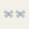 Sterling Silver Bow Zircon Stud Earrings