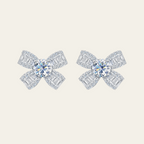 Sterling Silver Bow Zircon Stud Earrings