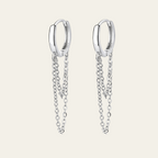 Sterling Silver Minimal Chain Drop Hoop Earrings