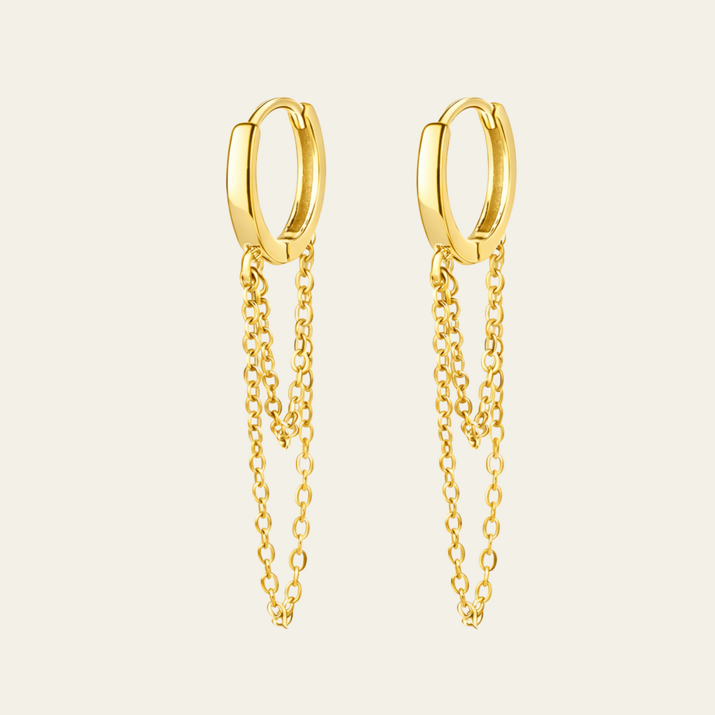 Sterling Silver Minimal Chain Drop Hoop Earrings