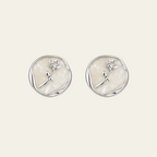 Sterling Silver Rose Relief Stud Earrings