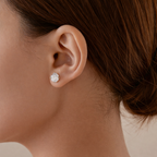 Sterling Silver Rose Cut Zircon Stud Earrings