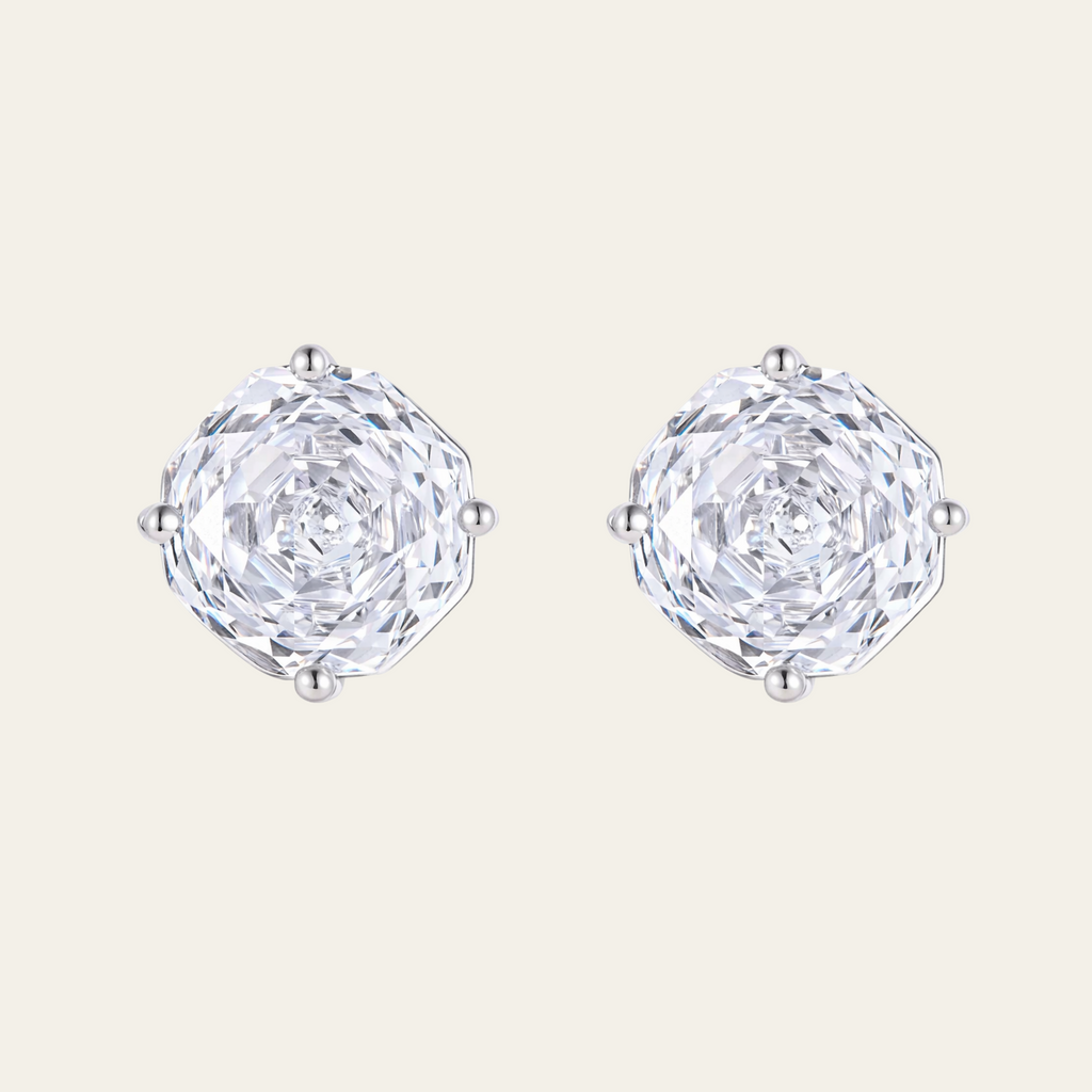 Sterling Silver Rose Cut Zircon Stud Earrings