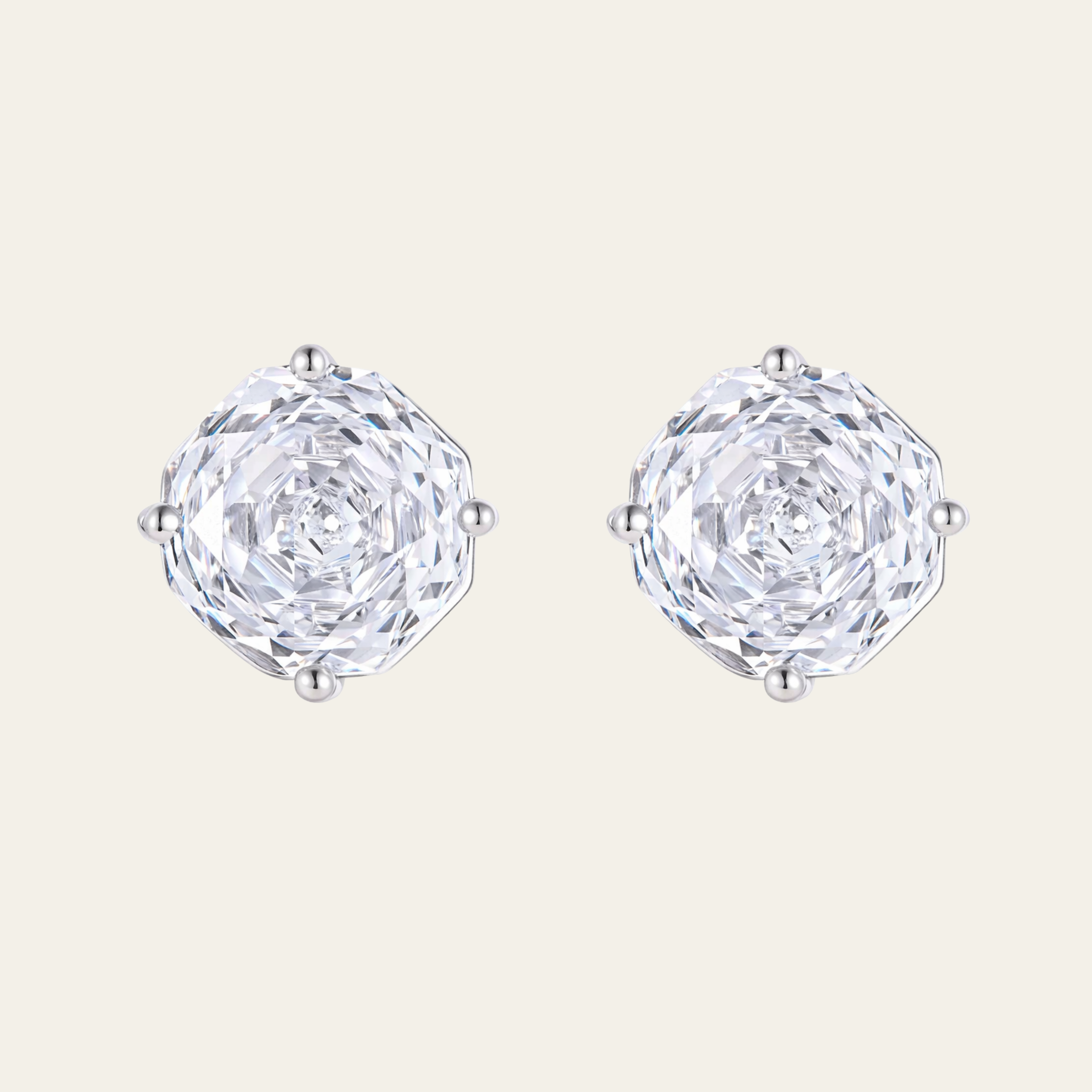 Sterling Silver Rose Cut Zircon Stud Earrings