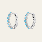 Sterling Silver Vintage Turquoise Round Hoop Earrings