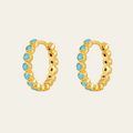 Sterling Silver Vintage Turquoise Round Hoop Earrings