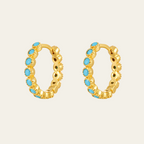 Sterling Silver Vintage Turquoise Round Hoop Earrings