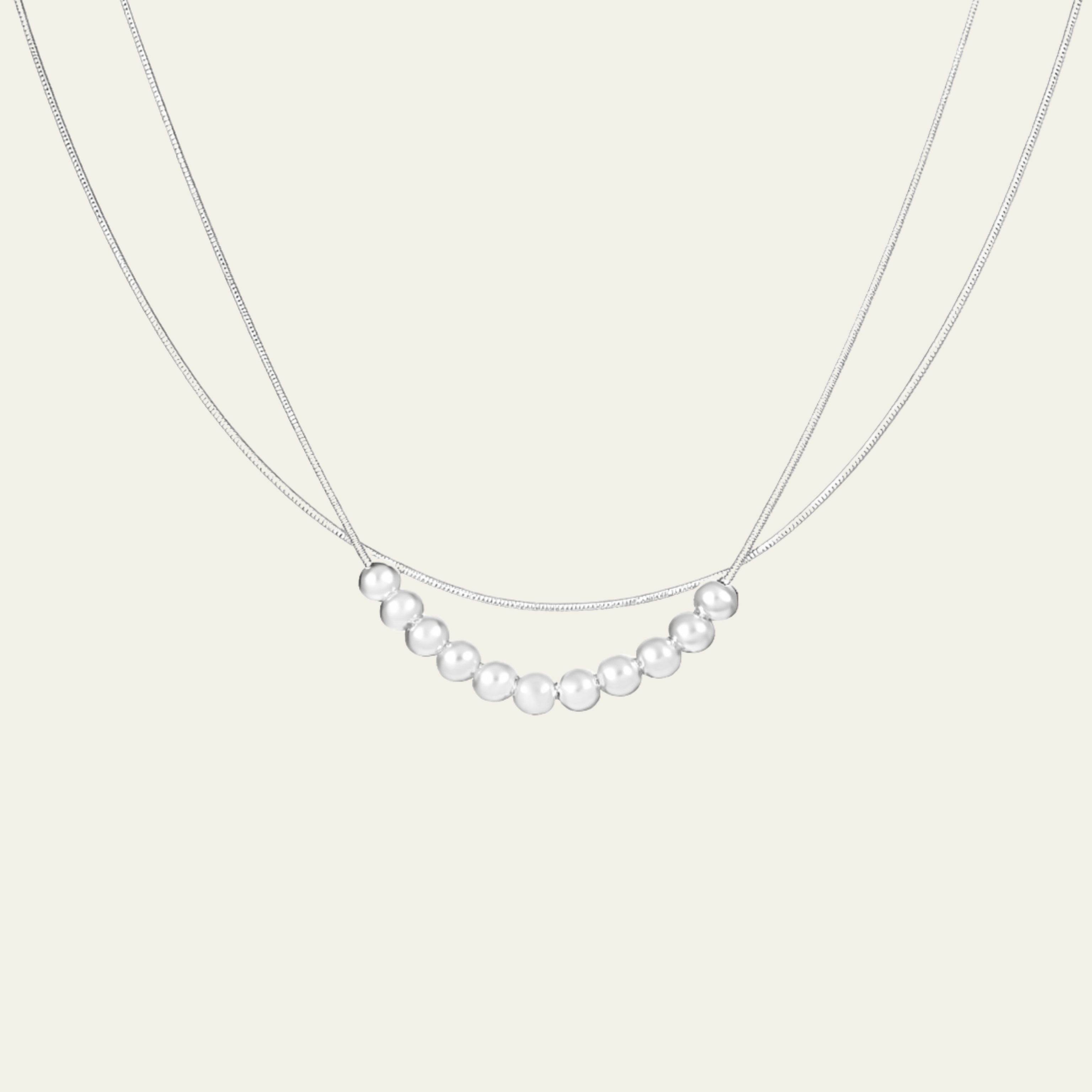 Sterling Silver Minimal Double Layer Pearl Necklace