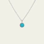 Sterling Silver Round Turquoise Stone Minimal Necklace
