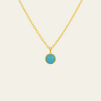 Sterling Silver Round Turquoise Stone Minimal Necklace