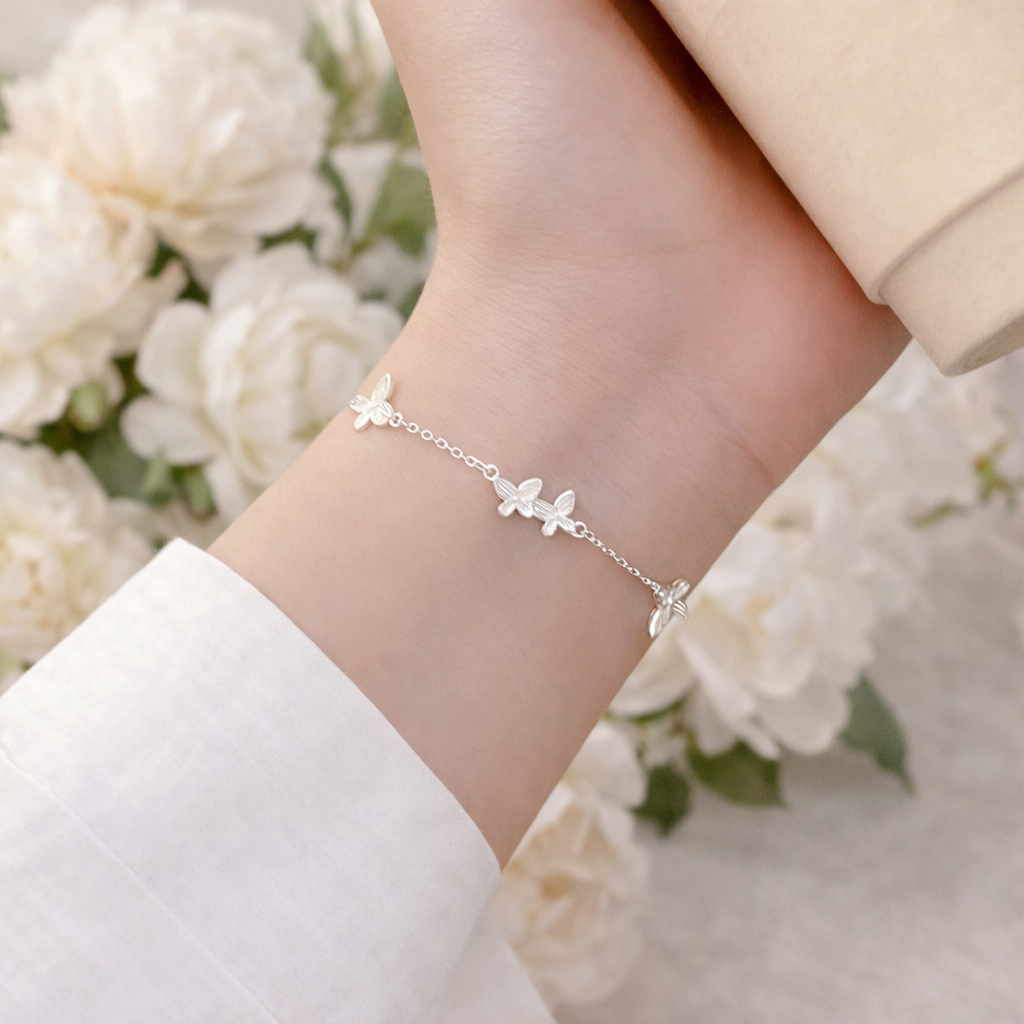 Sterling Silver Butterfly Chain Bracelet