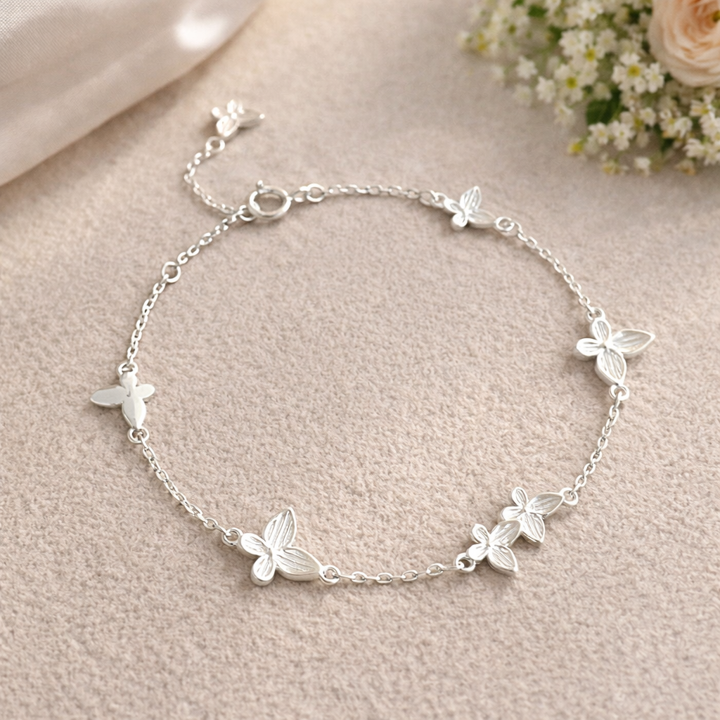 Sterling Silver Butterfly Chain Bracelet