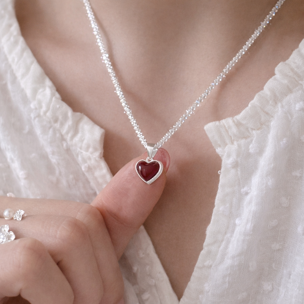 Double Sided Heart Pendant Necklace