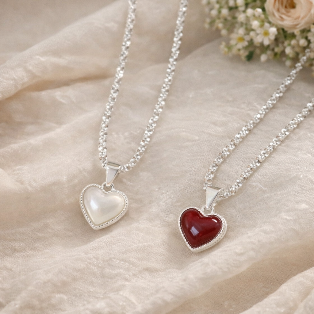 Double Sided Heart Pendant Necklace