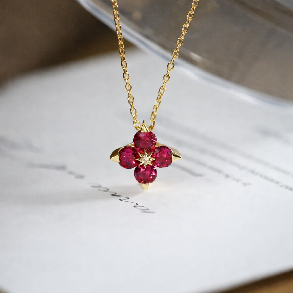 Sterling Silver Round Cut Flower Pendant Necklace