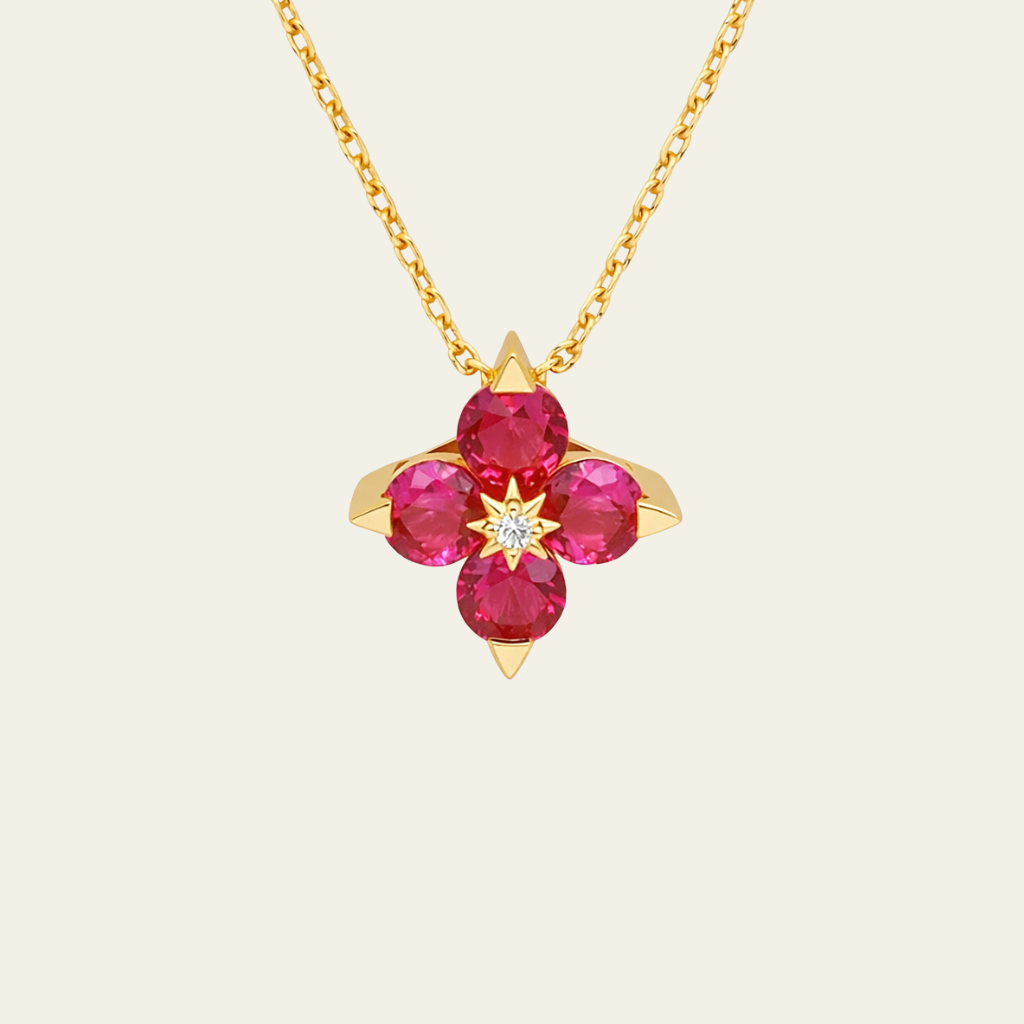 Sterling Silver Round Cut Flower Pendant Necklace