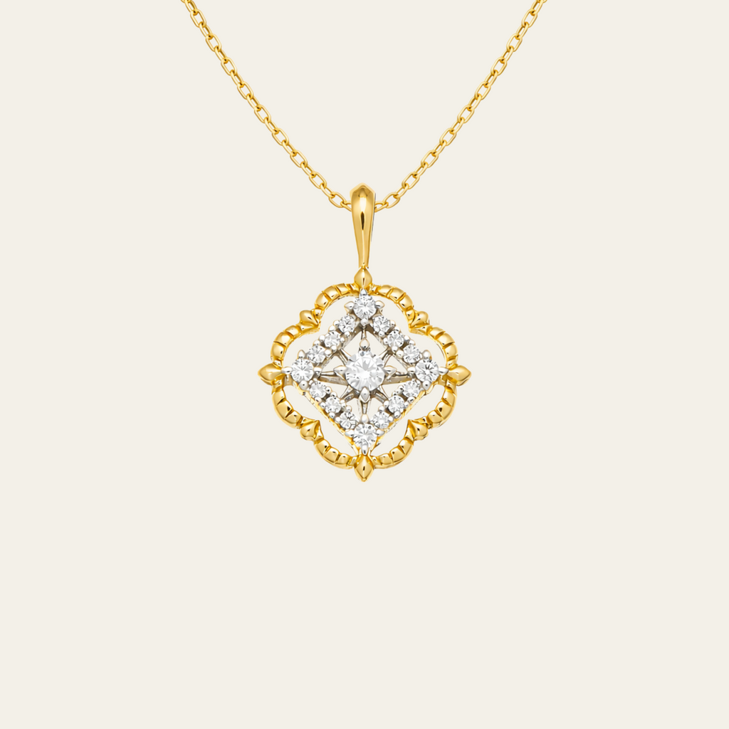 Sterling Silver Geometric Square Diamond Necklace