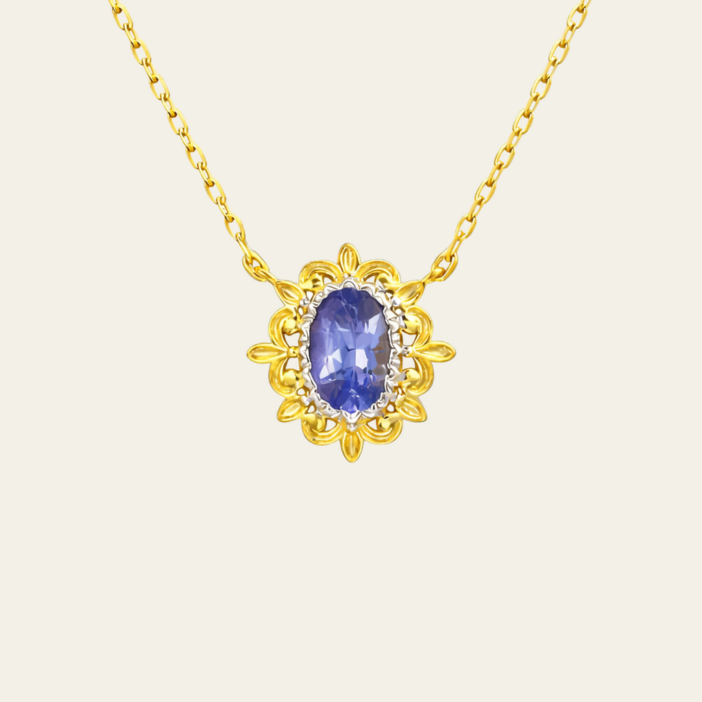 Sterling Silver Tanzanite Floral Petal Necklace