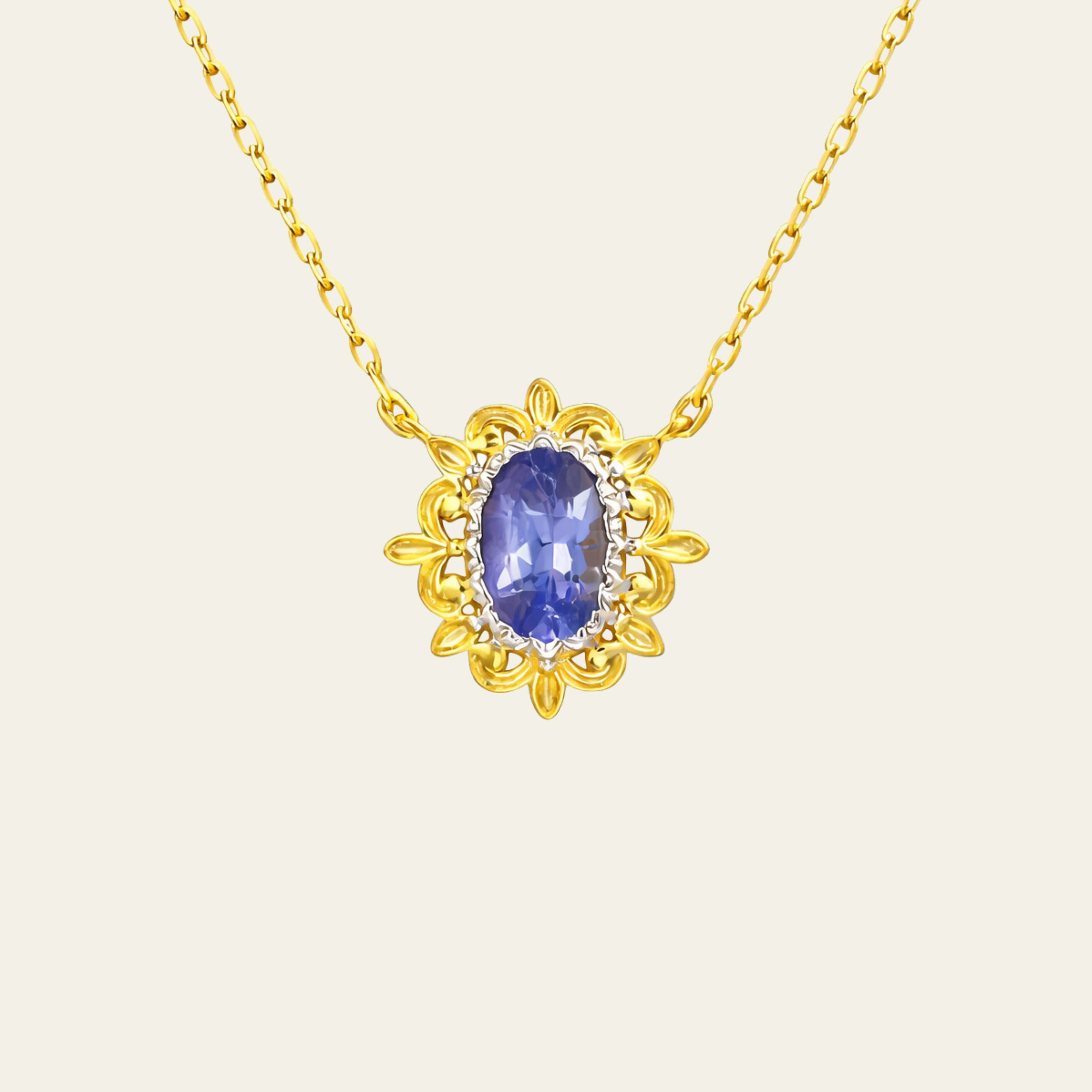 Sterling Silver Tanzanite Floral Petal Necklace