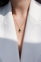 Green Gemstone Gold Pendant Necklace