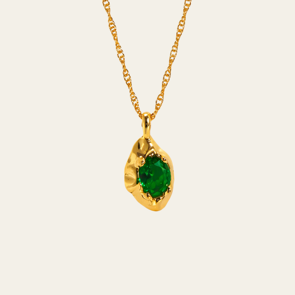 Green Gemstone Gold Pendant Necklace