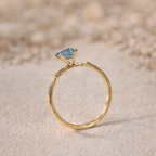 Sterling Silver Square Blue Zircon Ring