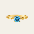 Sterling Silver Square Blue Zircon Ring