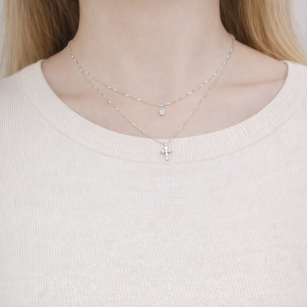 Sterling Silver Layered Cross Necklace