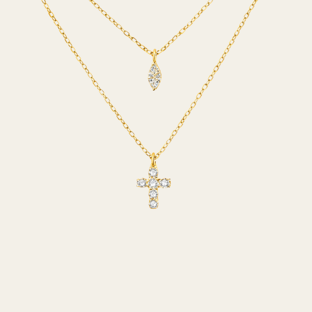 Sterling Silver Layered Cross Necklace