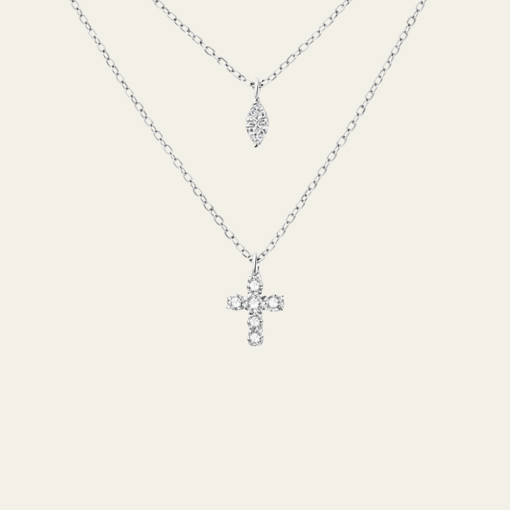 Sterling Silver Layered Cross Necklace