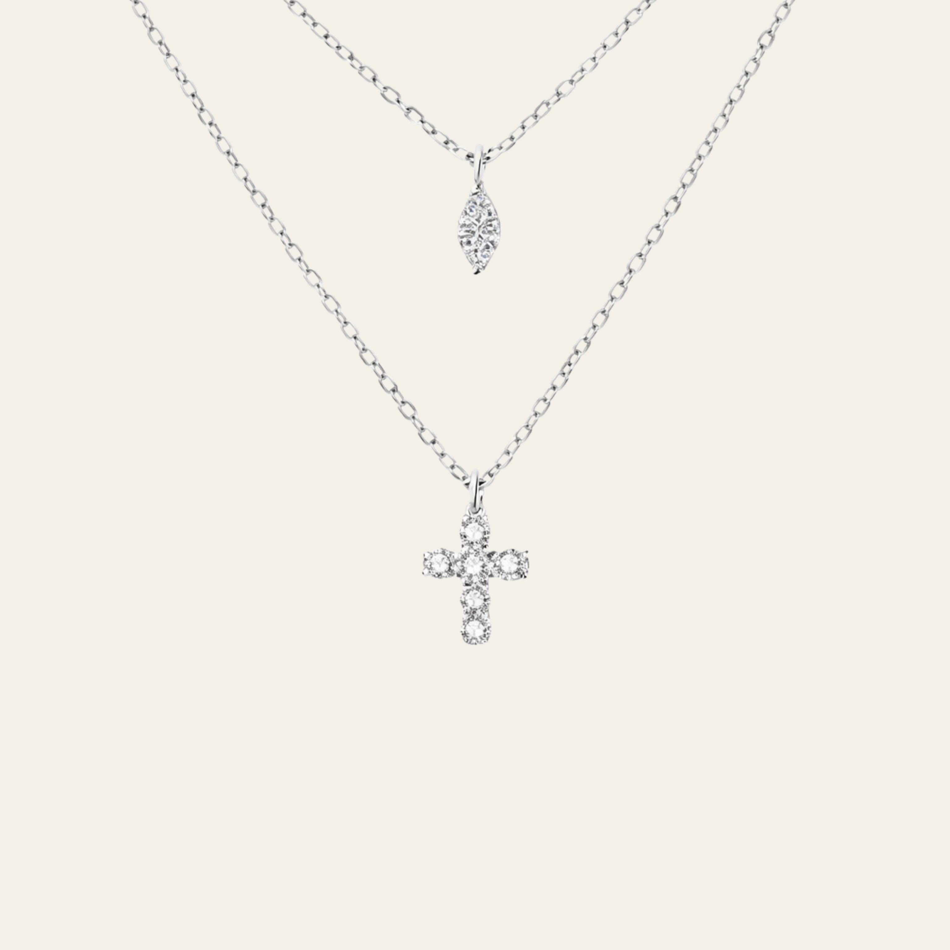 Sterling Silver Layered Cross Necklace