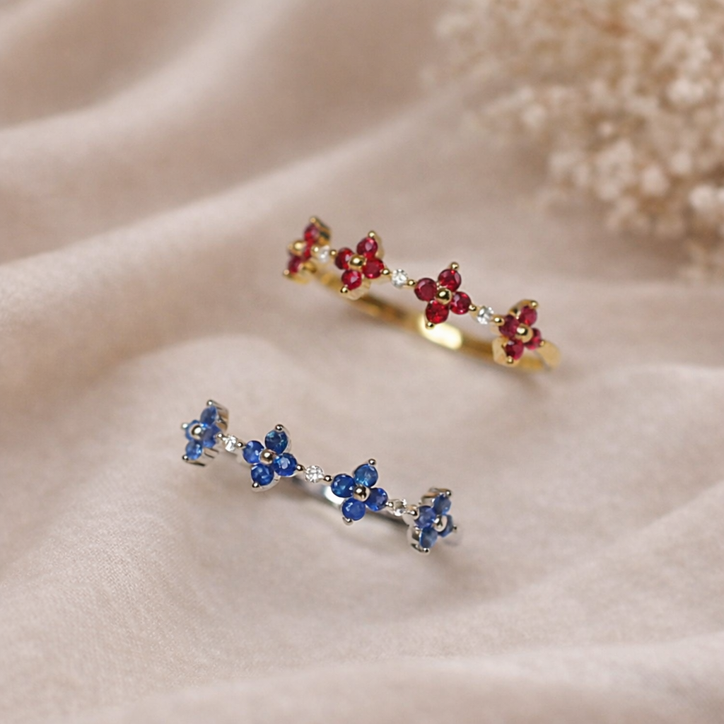 Sterling Silver Floral Zircon Ring