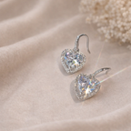 Crystal Inlay Heart Drop Earrings