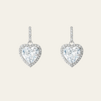 Crystal Inlay Heart Drop Earrings
