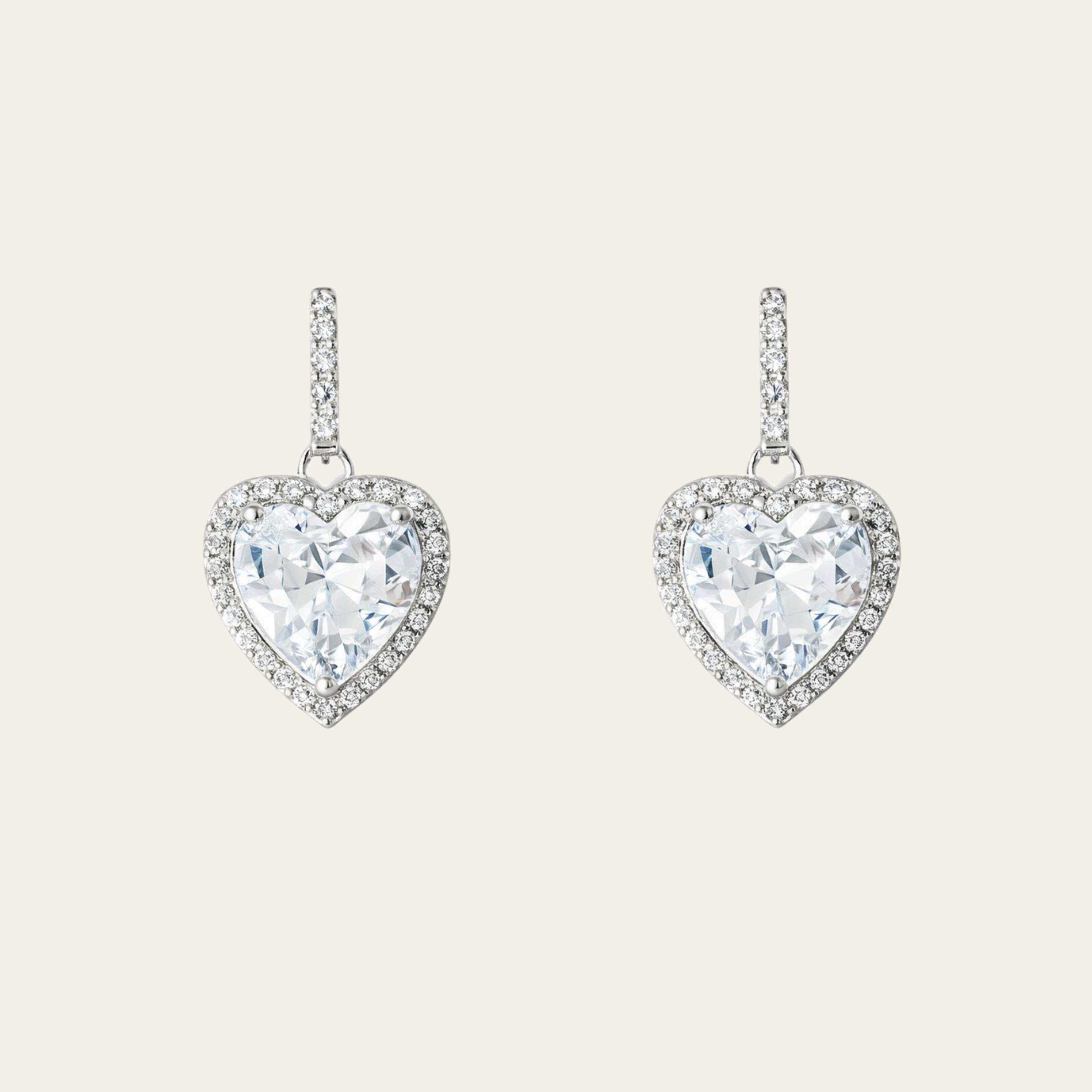 Crystal Inlay Heart Drop Earrings