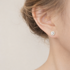 Electroplated Gold Square Halo Stud Earrings