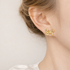 Rope Ribbon Bow Stud Earrings