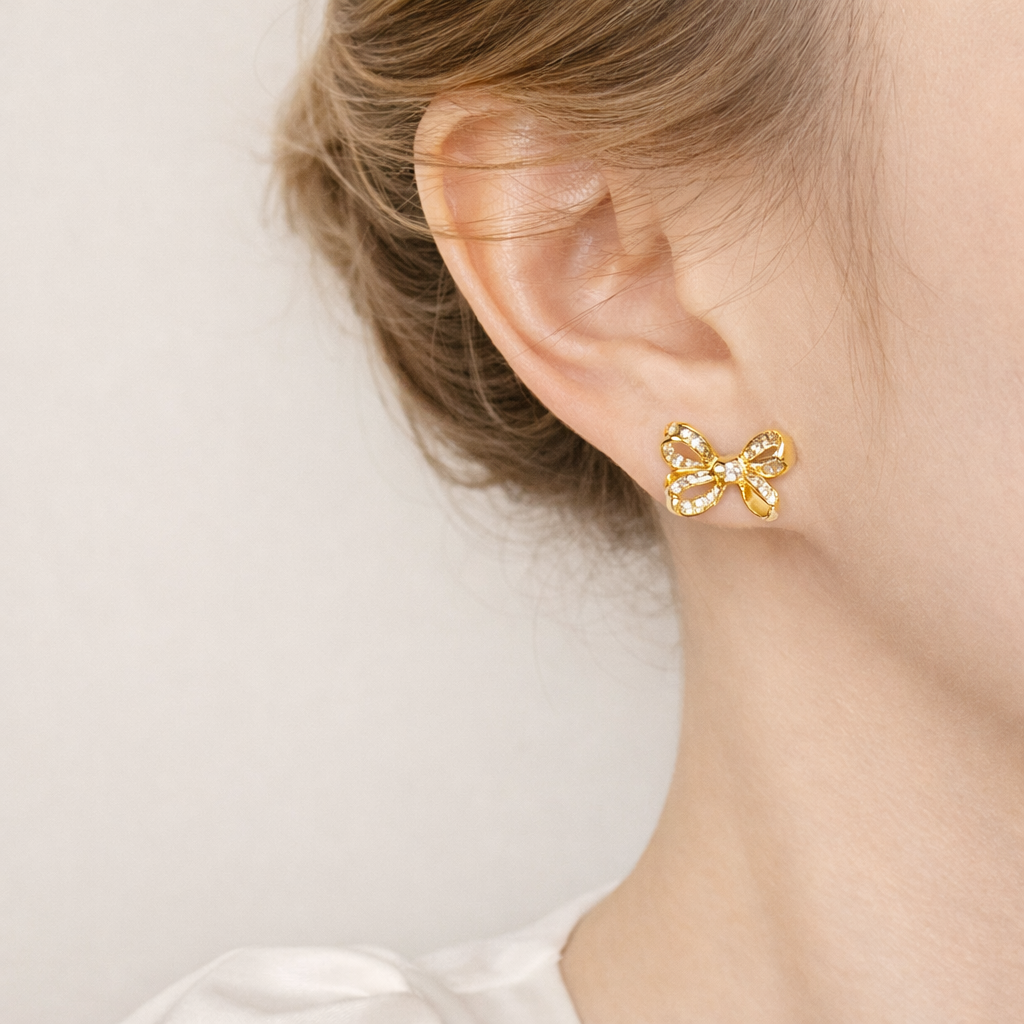 Rope Ribbon Bow Stud Earrings