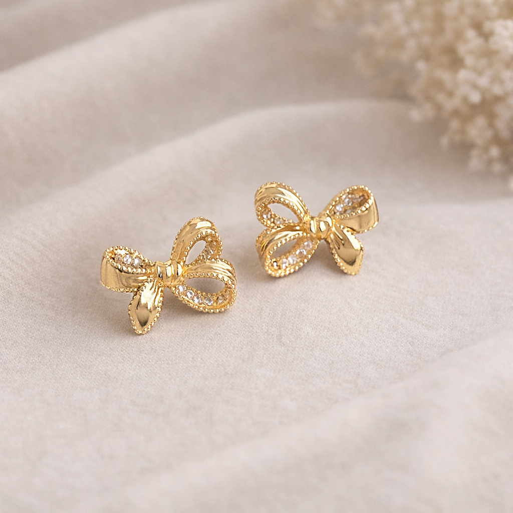 Rope Ribbon Bow Stud Earrings