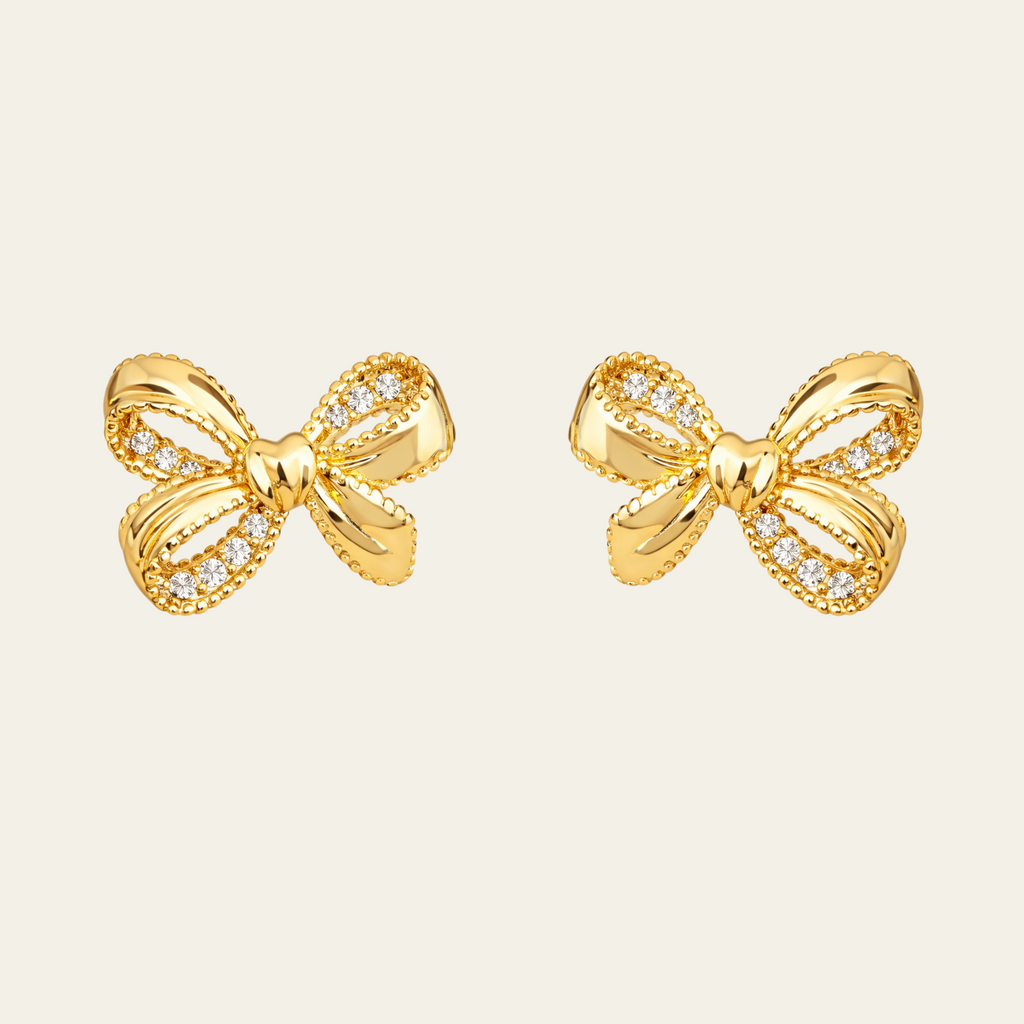 Rope Ribbon Bow Stud Earrings